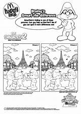 Difference Spot Pages Smurfs Coloring Smurf Activity Mcdonalds Toys Sheets Kids Print Bluebuddies Color Coloringtop sketch template