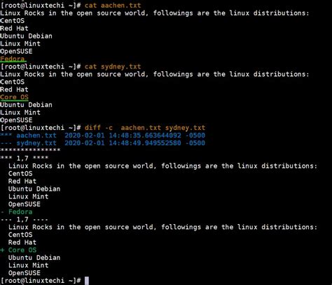 compare files  linux  diff command