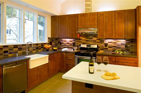 contemporary kitchen design  rich wood  modern tiles traditional kitchen san
