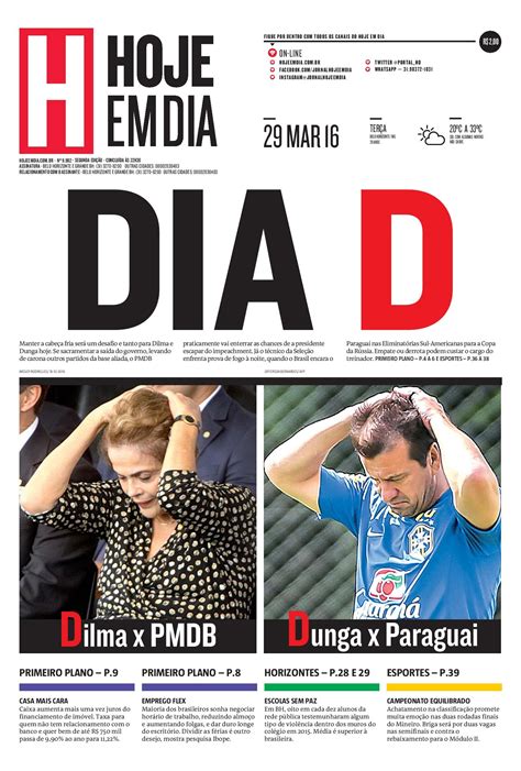 capa do dia 29 03 2016 hojeemdia jornal notícias news newspaper