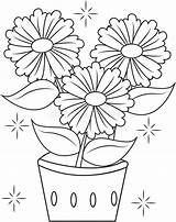 Pot Flower Coloring Kids Flowers Drawing Book Line Useful Illustration Getdrawings sketch template