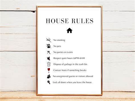 airbnb house rules minimalist sign vacation rental rules etsy