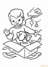 Pages Boy Little Opening Gifts Coloring Christmas Printable Color Print Holidays sketch template
