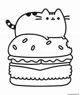 Coloring Hamburger Food Pages Pusheen Printable sketch template