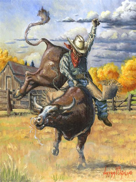 texas bull rider painting  jeff brimley