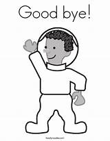 Coloring Bye Good Cartoon Goodbye Clipart Waving Pages Astronaut Cliparts Hello Colouring Outline Twistynoodle Built California Usa Print Reserved Rights sketch template