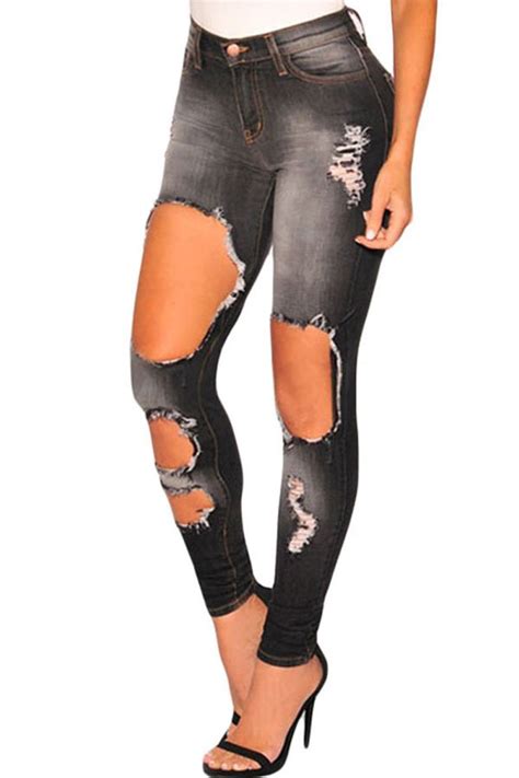 charcoal women chic skinny denim ripped jeans online store for women sexy dresses