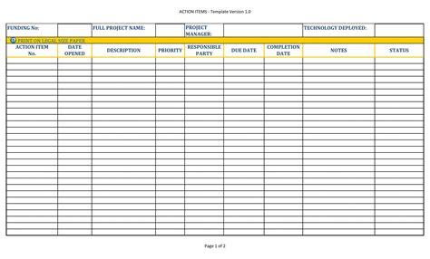 great action item templates ms word excel templatelab
