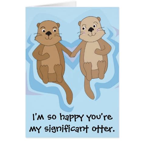 funny happy birthday card w otters holding hands zazzle