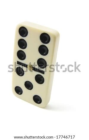 single domino  isolated white background stock photo