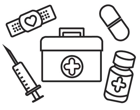 medical kit   aid coloring page