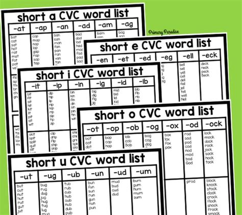 fun  printable cvc lists  kids learning  read