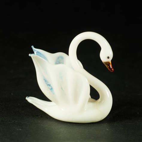 glass white swan figurine russian blown glass birds