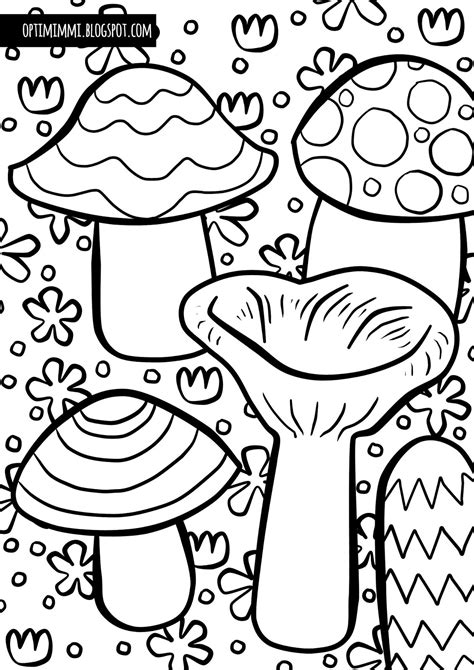 mushrooms  coloring page sienet vaerityskuva