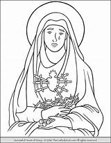 Coloring Mary Heart Sorrowful Virgin Pages Thecatholickid Lady Sorrows Color Kids Sheets Catholic Printable Getcolorings Children sketch template