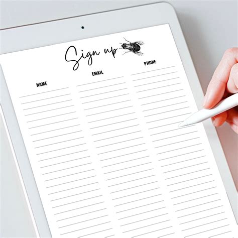 sign  list sign  sheet template email list sign  etsy