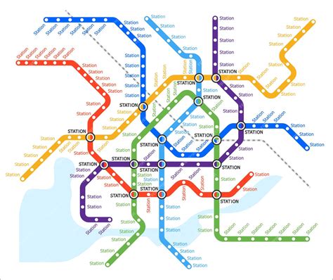 mapa del sistema de transporte subterraneo del metro vector premium