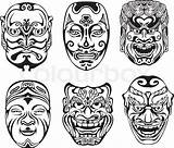 Masks Japanese Nogaku Theatrical Tattoo Stock Vector Mask Colourbox Illustration Illustrations Maske Venetian Set Masken Japan Coloring Shutterstock Tattoos sketch template