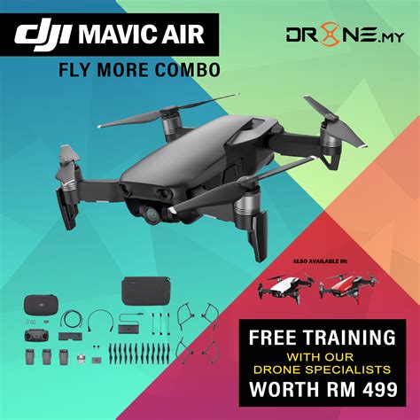 dji mavic air fly  drone combo onyx black drone fest
