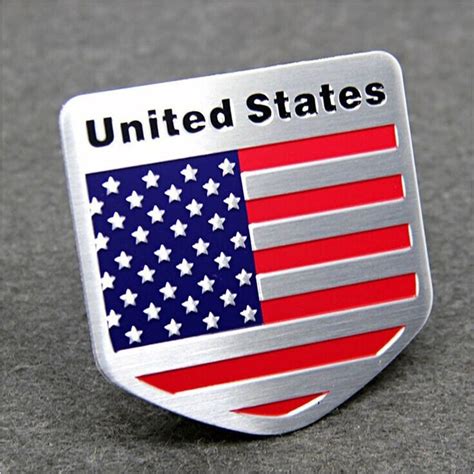 alloy metal  usa  united states american flag sticker logo car auto sport badge chrome