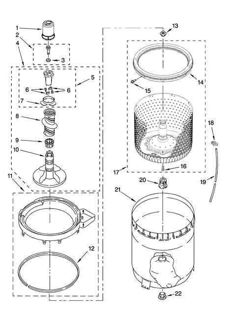 agitator basket  tub parts diagram parts list  model wtwtq whirlpool parts washer