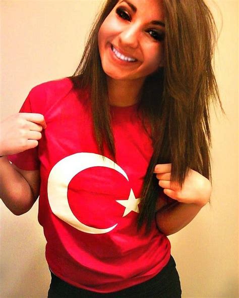 Beautiful Turkish Girl With Turkish Flag Femininity Beauty Turkish