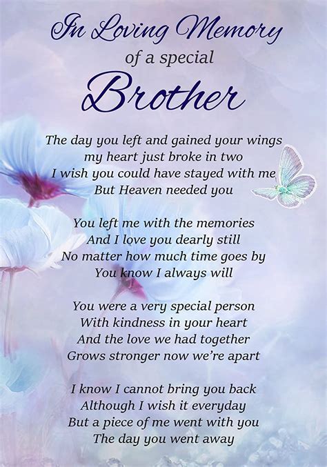 In Loving Memory Of A Special Brother Memorial Graveside Funeral Poem