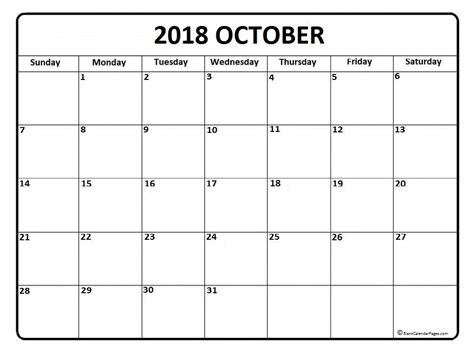 printable monthly calendar october
