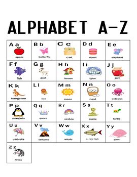 alphabet   letter  picture card alphabet flash cards   tpt