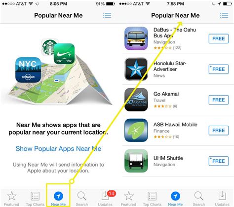 find  popular apps   general location    ios tips