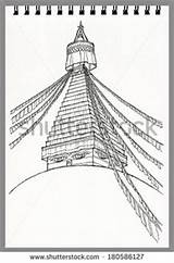 Buddhist Boudhanath Freehand Kathmandu sketch template