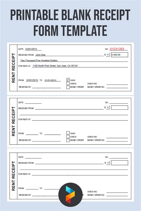 printable blank receipt form template receipt template template