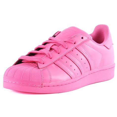 adidas superstar supercolour womens leather pink trainers  shoes  sizes ebay