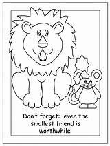 Lion Mouse Coloring Pages Activities Template Templates Kids Craft Kindergarten Printable Nursery Cartoon Library Mice Crafts Puppet Fables Lions Preschool sketch template