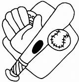 Glove Bat Softball Getdrawings sketch template