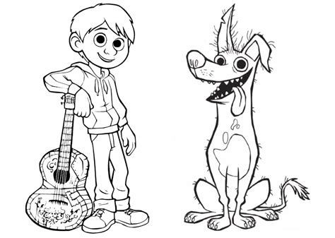 disney  coco coloring pages miguel  dante dog  printable