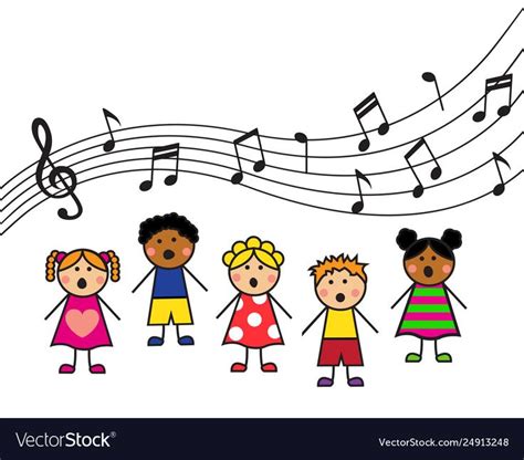 cartoon boys  girls sing  song  top notes  treble clef
