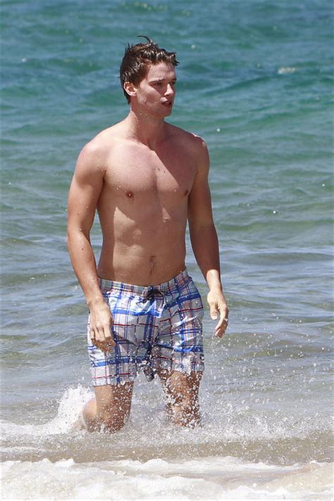 hottie in hawaii shirtless patrick schwarzenegger caught bending over while shirtless and