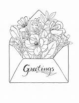 Envelope Coloring Getdrawings Printable Pages Getcolorings Floral sketch template