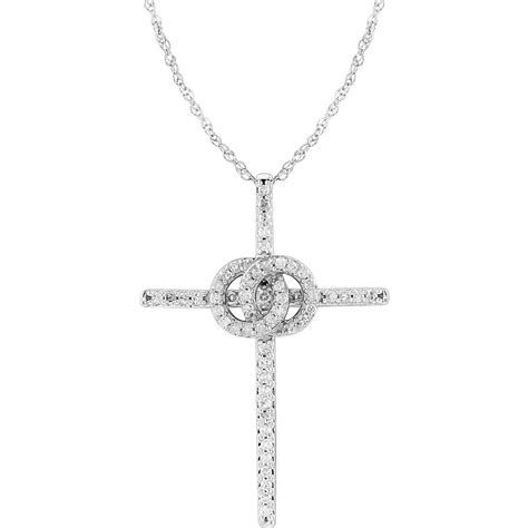 love honor cherish sterling silver 1 5 ctw diamond cross pendant