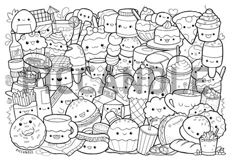 kawaii food doodle coloring page cute doodle art cartoon coloring pages