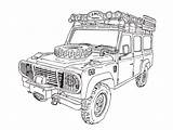 Rover Land Defender Colouring Landrover Drawing Jeep 4x4 Coloring Pages Line Car Trophy Camel Drawings Vehicles Books sketch template