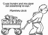 Hungry Feed Coloring Least These Feeding Bible Kids Matthew 25 Helping Others When Did Unto Food Lord Eat Partner Righteous sketch template