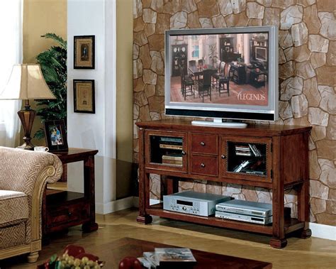 highboy tv stand tall tv console  rustic cherry finish