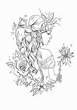 Coloring Fairy Pages Adults Printable Adult Colouring Beautiful Sheets Color Print Books Book Girl Draw Tattoo Kids Grayscale Drawings Colorful sketch template