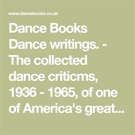dance books dance writings  collected dance criticms