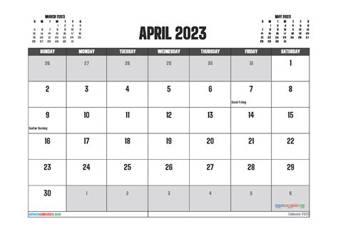 april  printable calendar  month calendar