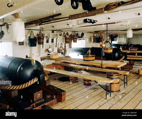 portsmouth hampshire hms warrior gun deck decks cannon cannons canon canons vintage battle