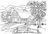 Coloring Pages Country Barn Silo Adult Colouring House Book Farm Printable Adults Scenes Print Dover Living Printables Life Pyrography Patterns sketch template