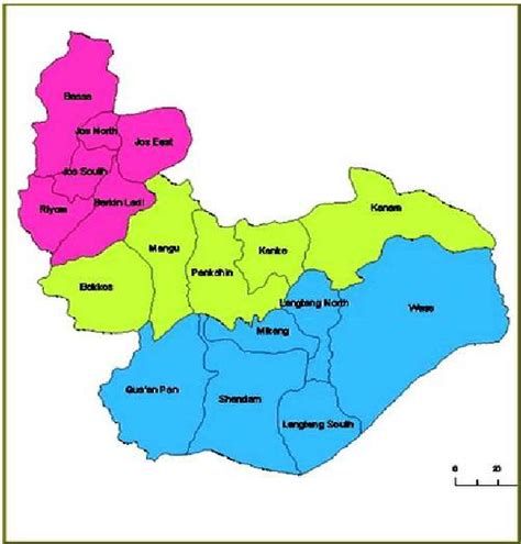 map  plateau state showing   major political divisions neonpink